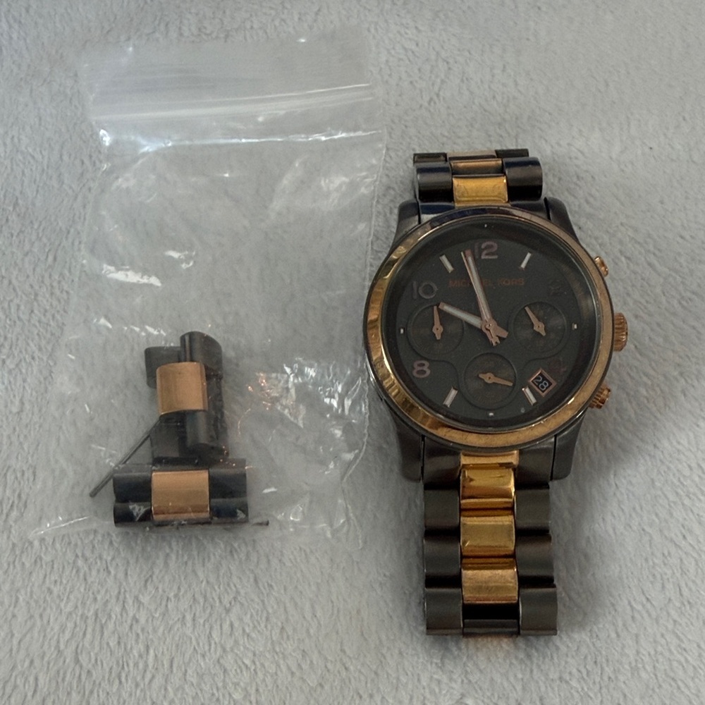 Michael Kors Black and Gold Watch with Chronograph - Picture 2 of 7